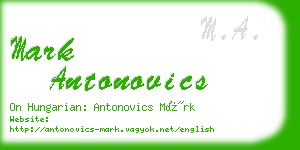 mark antonovics business card
